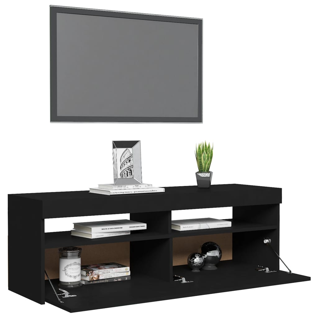 Comodă TV cu lumini LED, negru, 120x35x40 cm Lando - Lando