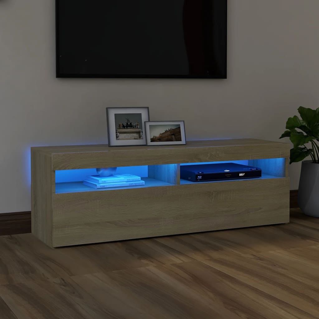 Comodă TV cu lumini LED, stejar Sonoma, 120x35x40 cm Lando - Lando