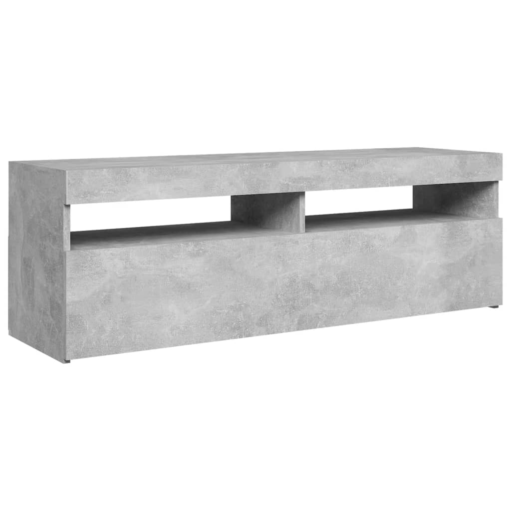 Comodă TV cu lumini LED, gri beton, 120x35x40 cm Lando - Lando