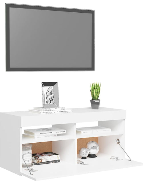Încărcați imaginea în vizualizatorul Galerie, Comodă TV cu lumini LED, alb, 90x35x40 cm Lando - Lando
