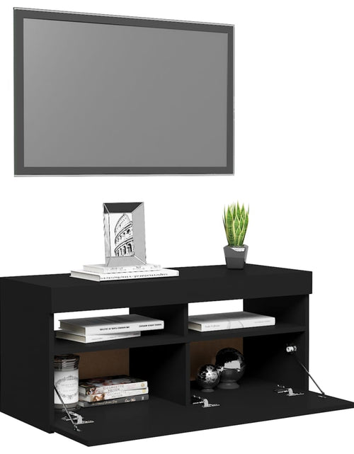 Загрузите изображение в средство просмотра галереи, Comodă TV cu lumini LED, negru, 90x35x40 cm Lando - Lando
