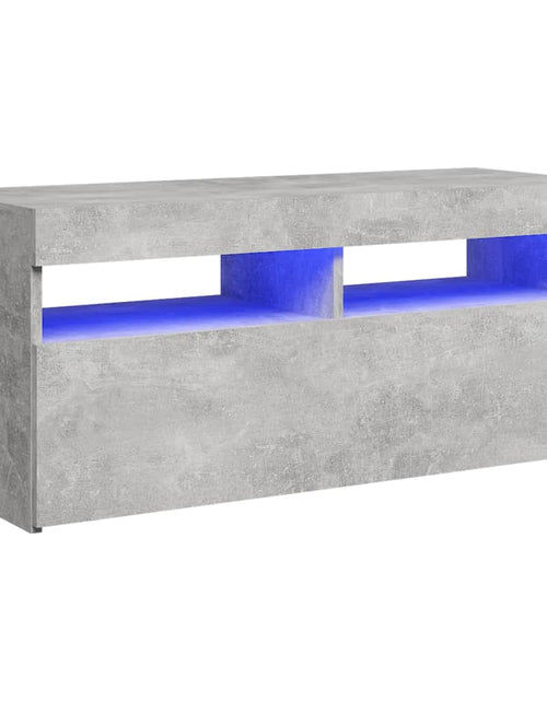 Încărcați imaginea în vizualizatorul Galerie, Comodă TV cu lumini LED, gri beton, 90x35x40 cm Lando - Lando
