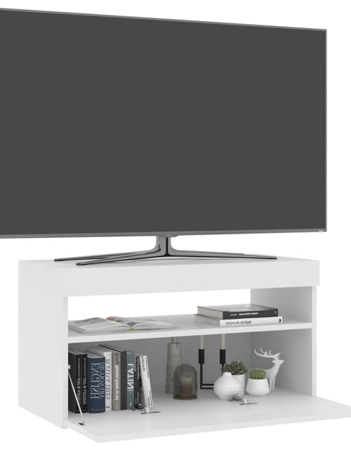 Загрузите изображение в средство просмотра галереи, Comodă TV cu lumini LED, alb extralucios, 75x35x40 cm Lando - Lando
