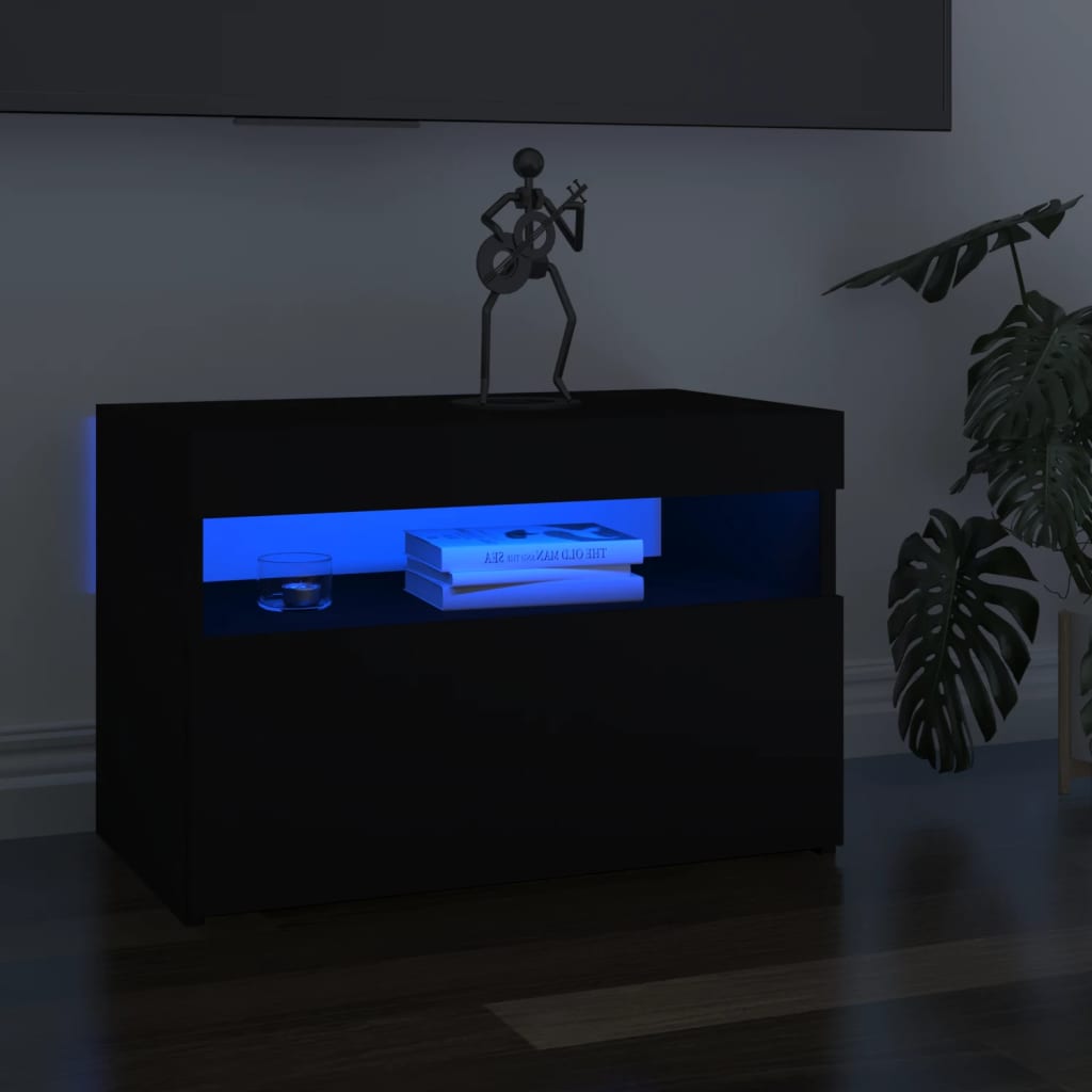 Comodă TV cu lumini LED, negru, 60x35x40 cm Lando - Lando