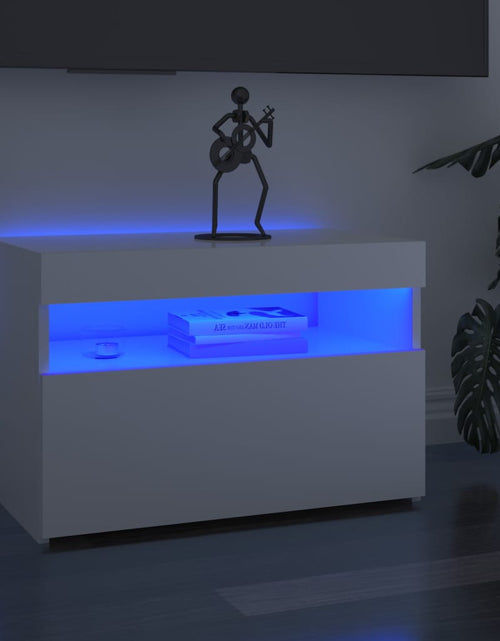 Încărcați imaginea în vizualizatorul Galerie, Comodă TV cu lumini LED, alb extralucios, 60x35x40 cm Lando - Lando
