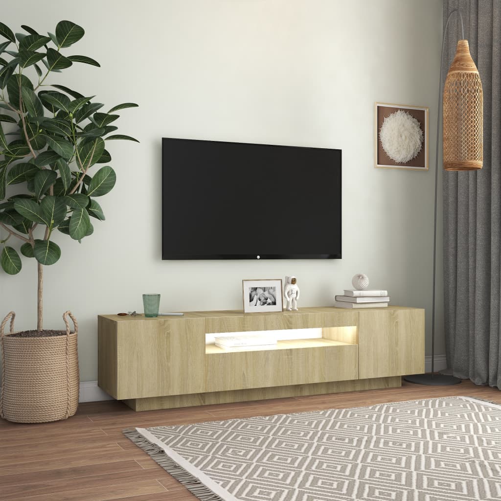 Comodă TV cu lumini LED, stejar sonoma, 160x35x40 cm Lando - Lando