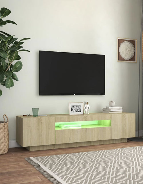 Загрузите изображение в средство просмотра галереи, Comodă TV cu lumini LED, stejar sonoma, 160x35x40 cm Lando - Lando
