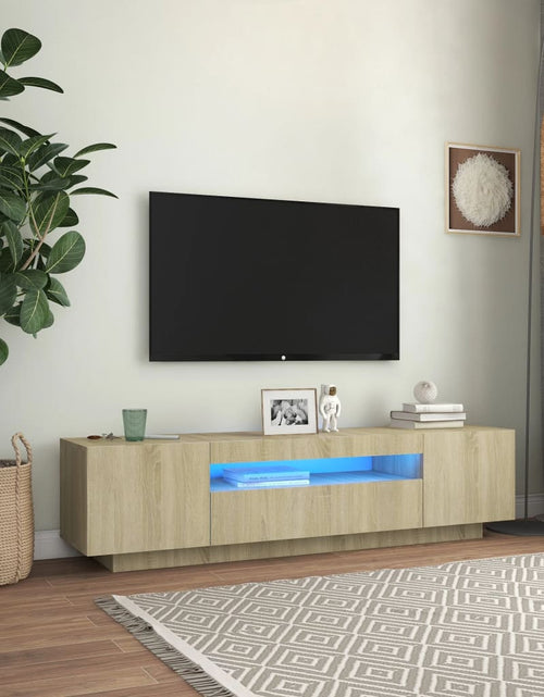 Загрузите изображение в средство просмотра галереи, Comodă TV cu lumini LED, stejar sonoma, 160x35x40 cm Lando - Lando
