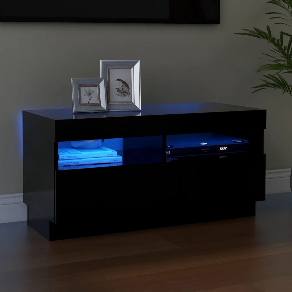 Comodă TV cu lumini LED, negru, 80x35x40 cm Lando - Lando