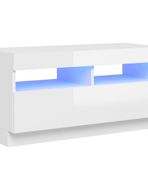 Încărcați imaginea în vizualizatorul Galerie, Comodă TV cu lumini LED, alb extralucios, 80x35x40 cm Lando - Lando
