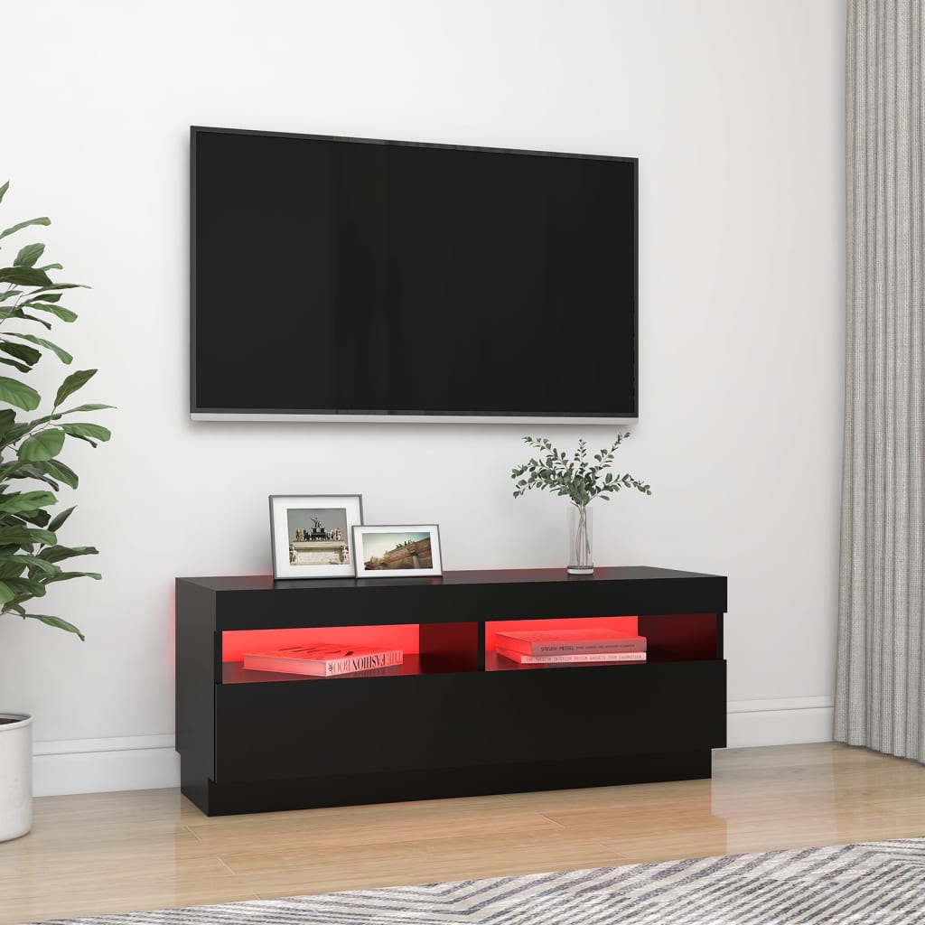 Comodă TV cu lumini LED, negru, 100x35x40 cm Lando - Lando