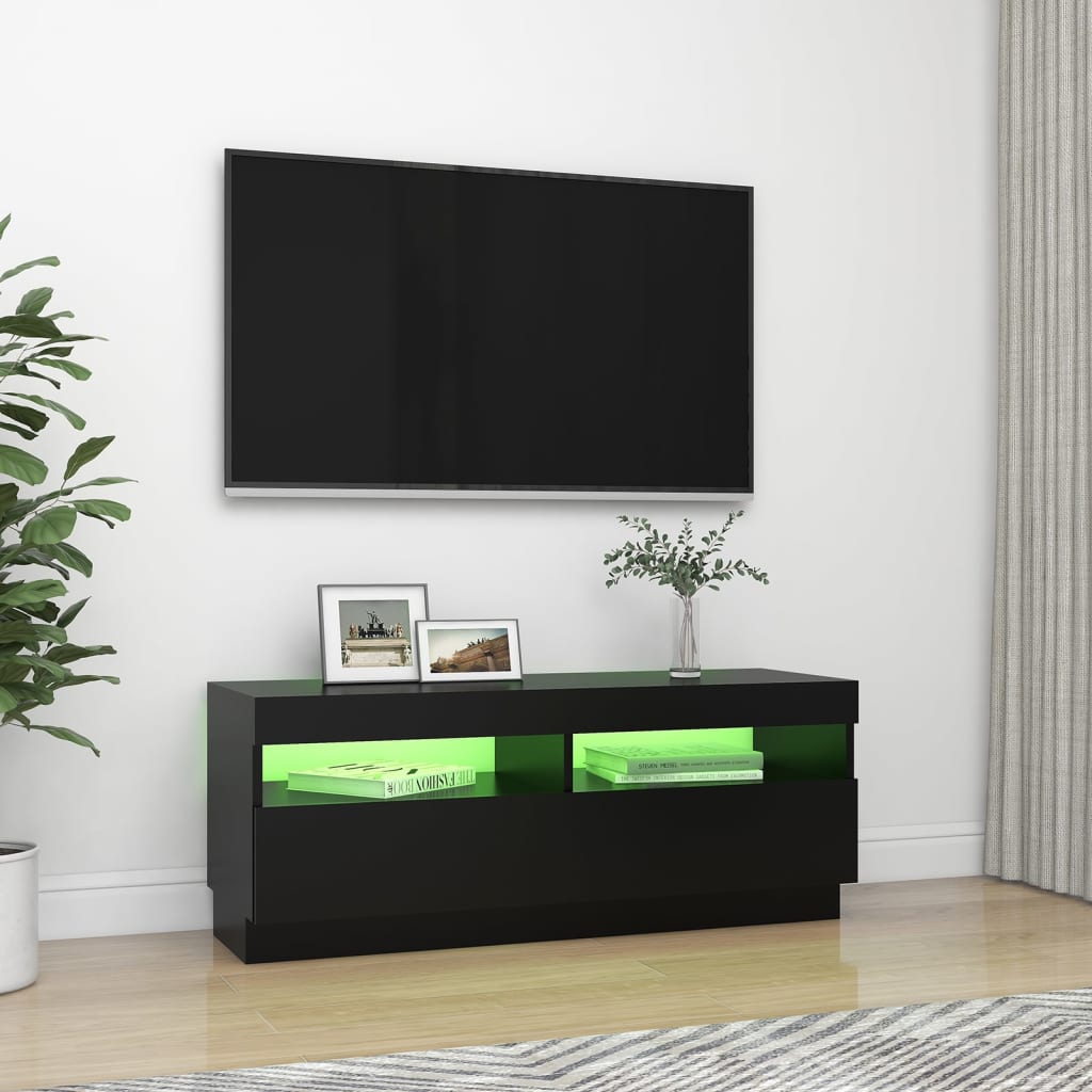 Comodă TV cu lumini LED, negru, 100x35x40 cm Lando - Lando