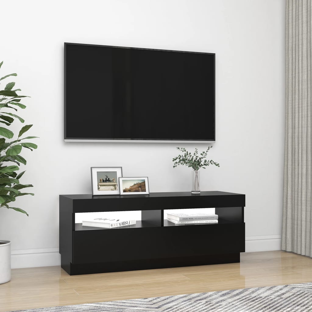 Comodă TV cu lumini LED, negru, 100x35x40 cm Lando - Lando