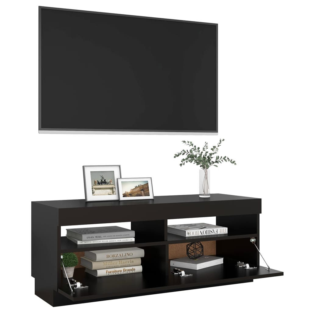 Comodă TV cu lumini LED, negru, 100x35x40 cm Lando - Lando