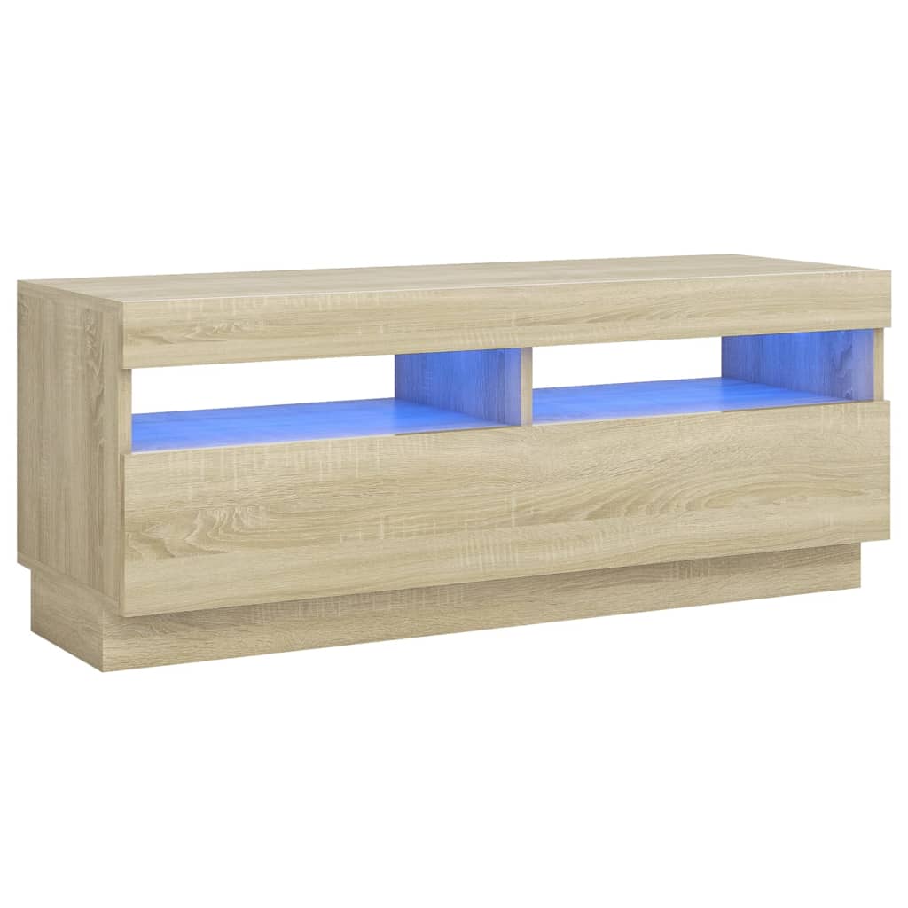 Comodă TV cu lumini LED, stejar sonoma, 100x35x40 cm Lando - Lando