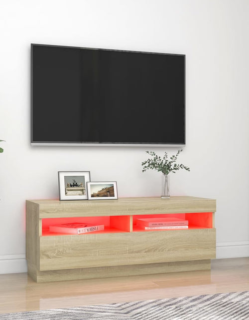 Încărcați imaginea în vizualizatorul Galerie, Comodă TV cu lumini LED, stejar sonoma, 100x35x40 cm Lando - Lando
