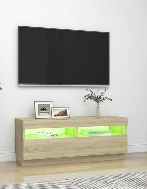 Загрузите изображение в средство просмотра галереи, Comodă TV cu lumini LED, stejar sonoma, 100x35x40 cm Lando - Lando
