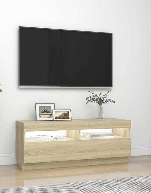 Încărcați imaginea în vizualizatorul Galerie, Comodă TV cu lumini LED, stejar sonoma, 100x35x40 cm Lando - Lando
