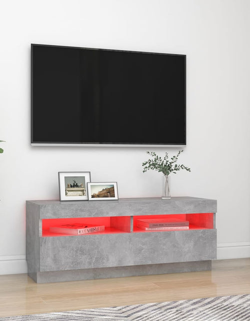 Загрузите изображение в средство просмотра галереи, Comodă TV cu lumini LED, gri beton, 100x35x40 cm Lando - Lando
