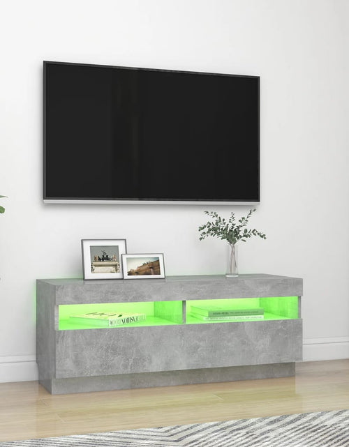 Загрузите изображение в средство просмотра галереи, Comodă TV cu lumini LED, gri beton, 100x35x40 cm Lando - Lando
