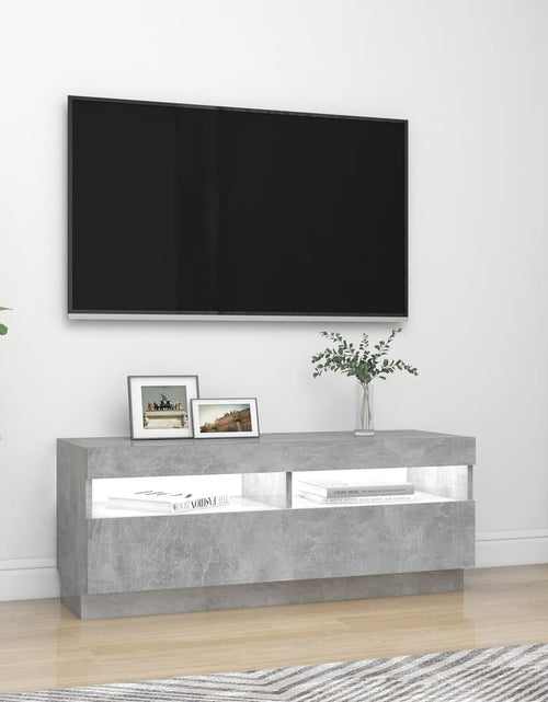 Загрузите изображение в средство просмотра галереи, Comodă TV cu lumini LED, gri beton, 100x35x40 cm Lando - Lando
