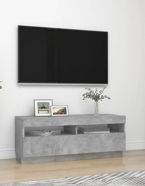 Încărcați imaginea în vizualizatorul Galerie, Comodă TV cu lumini LED, gri beton, 100x35x40 cm Lando - Lando
