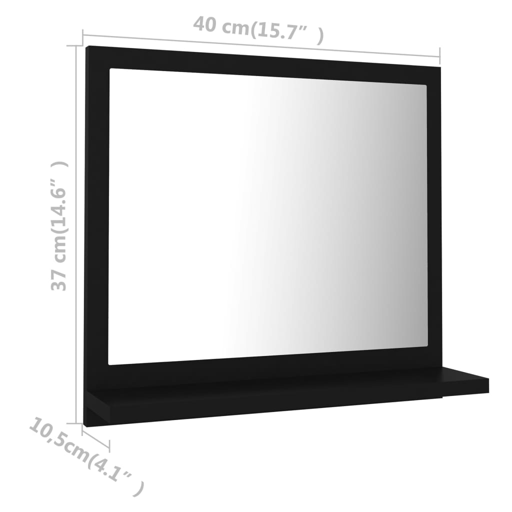 Oglindă de baie, negru, 40 x 10,5 x 37 cm, PAL - Lando
