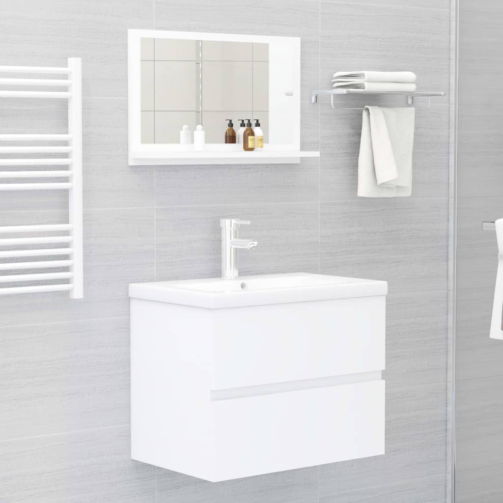 Oglindă de baie, alb, 60x10,5x37 cm, lemn prelucrat - Lando