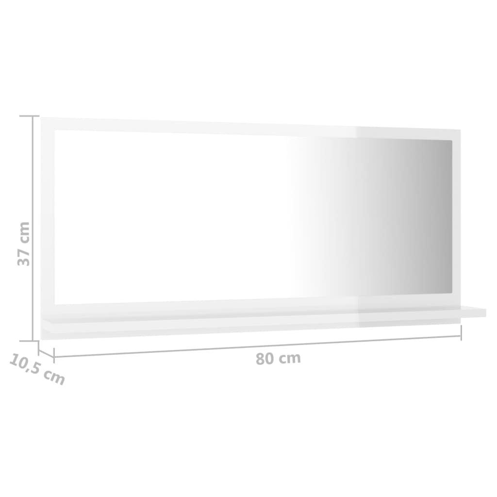 Oglindă de baie, alb extralucios, 80 x 10,5 x 37 cm, PAL Lando - Lando