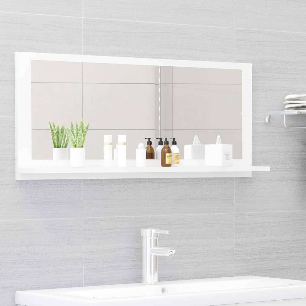 Oglindă de baie, alb extralucios, 90 x 10,5 x 37 cm, PAL Lando - Lando