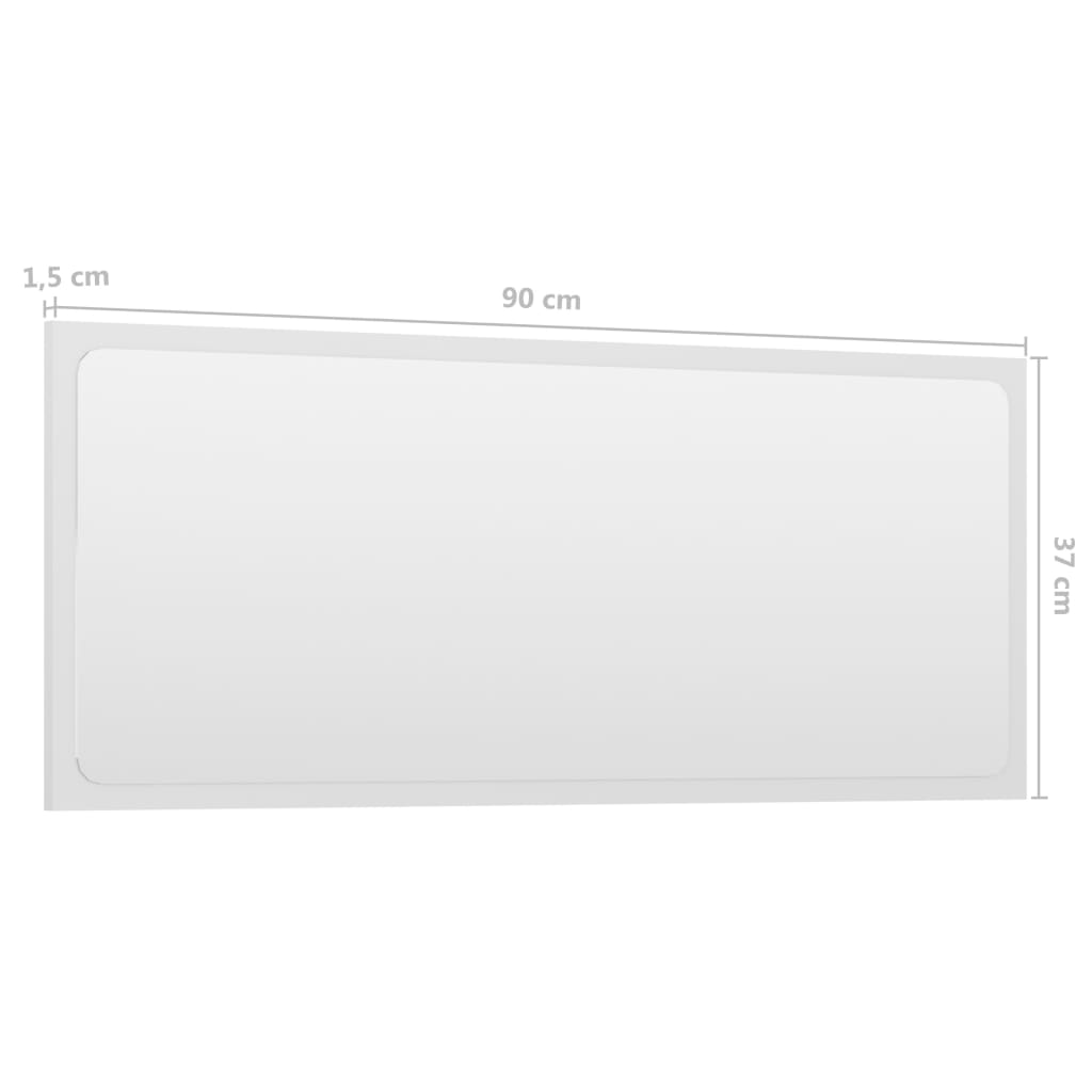 Oglindă de baie, alb extralucios, 90x1,5x37 cm, PAL Lando - Lando