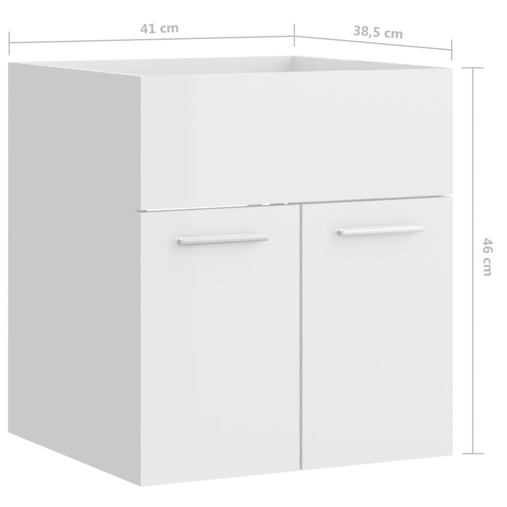 Dulap de chiuvetă, alb extralucios, 41x38,5x46 cm, PAL - Lando
