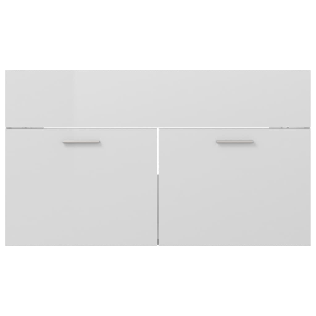 Dulap de chiuvetă, alb extralucios, 80x38,5x46 cm, PAL - Lando
