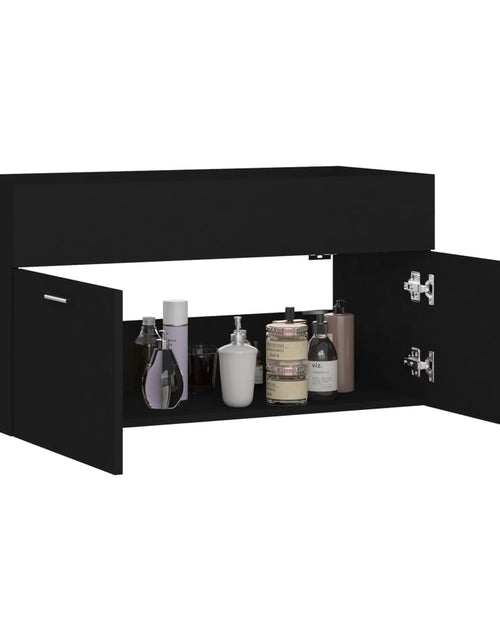 Загрузите изображение в средство просмотра галереи, Dulap de chiuvetă, negru, 90x38,5x46 cm, PAL - Lando
