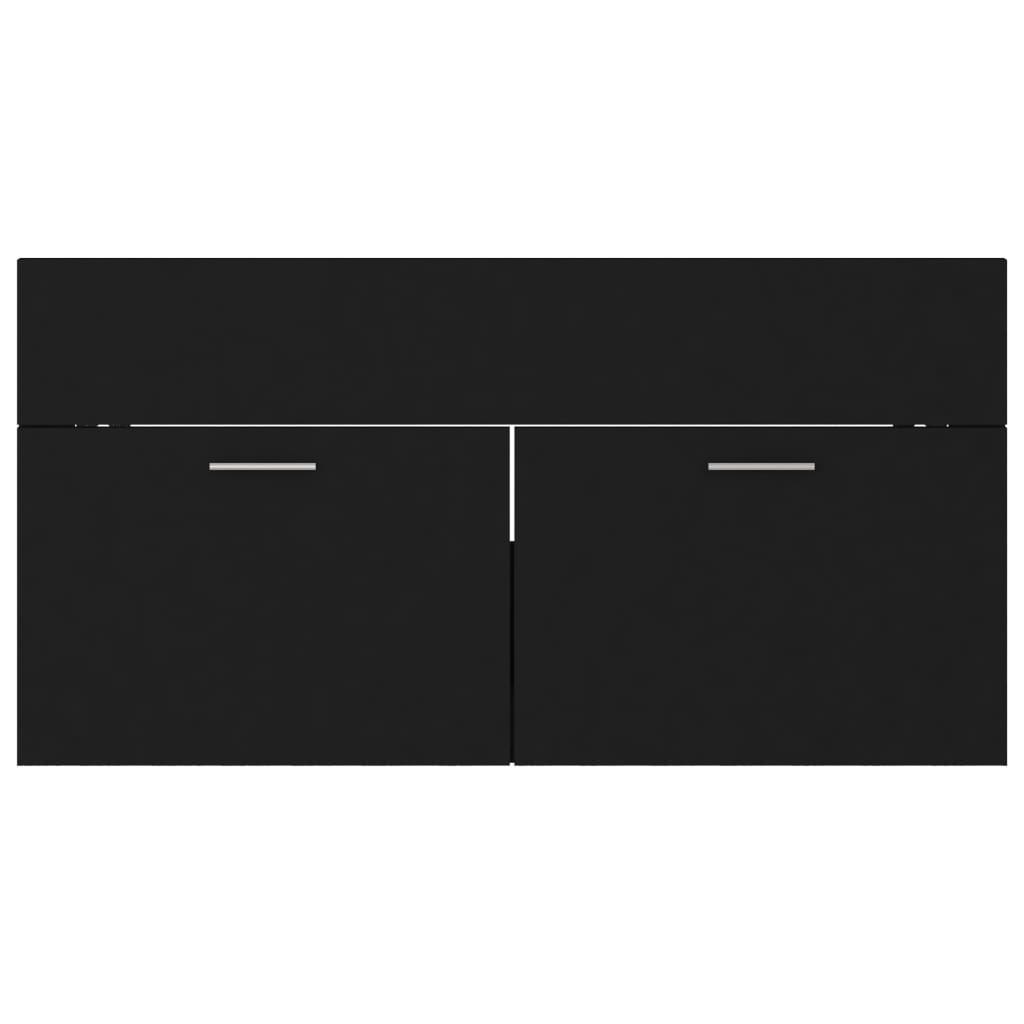 Dulap de chiuvetă, negru, 90x38,5x46 cm, PAL - Lando