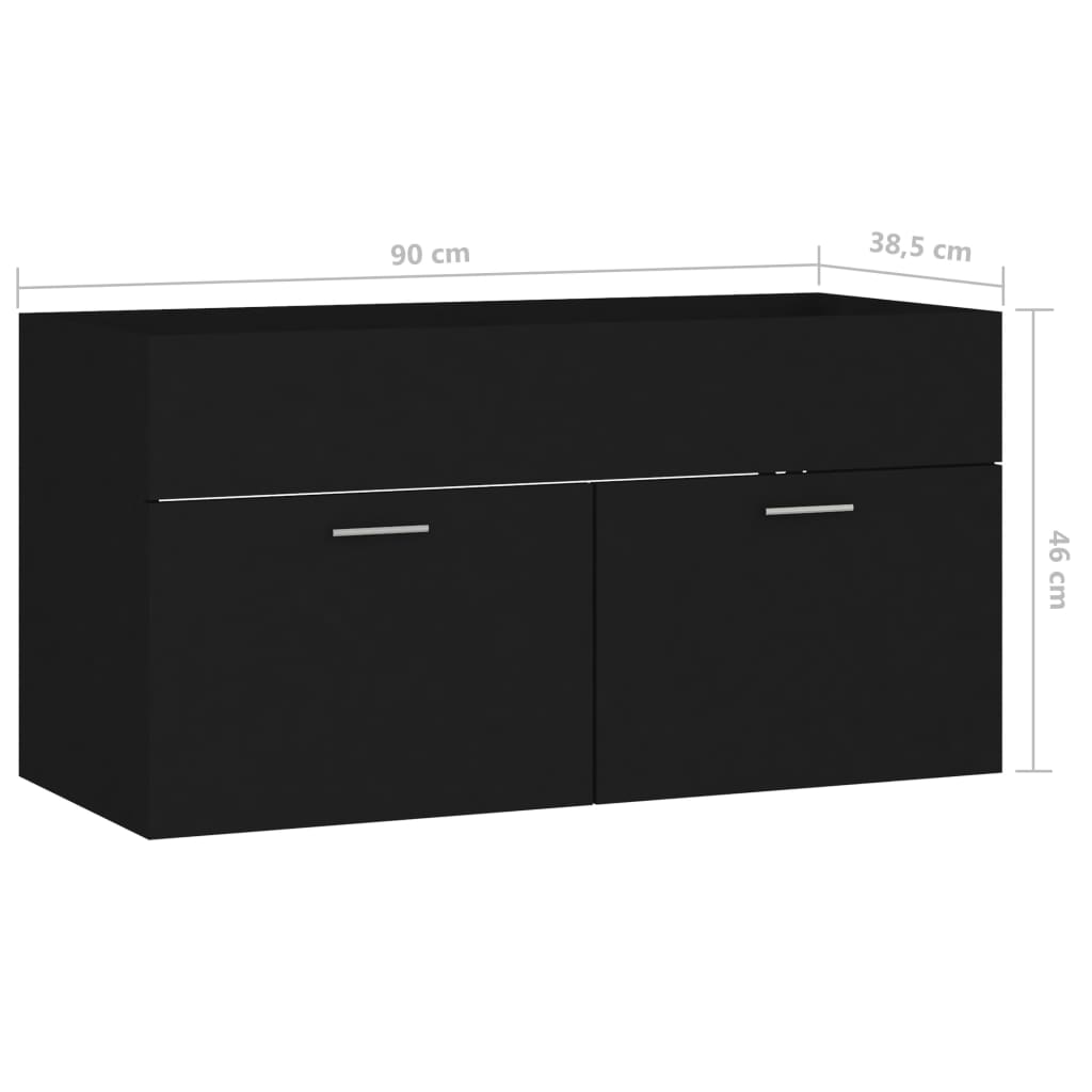 Dulap de chiuvetă, negru, 90x38,5x46 cm, PAL - Lando