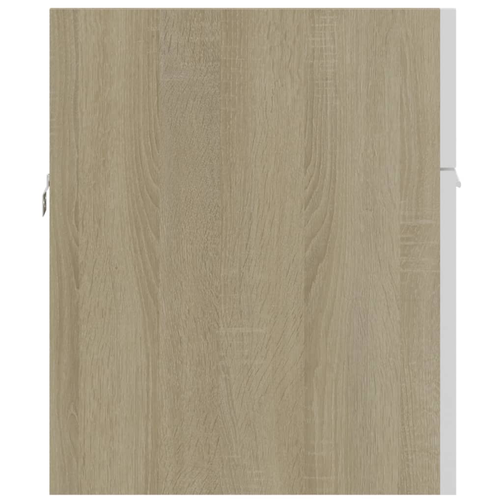 Dulap de chiuvetă, alb și stejar Sonoma, 90x38,5x46 cm, PAL - Lando
