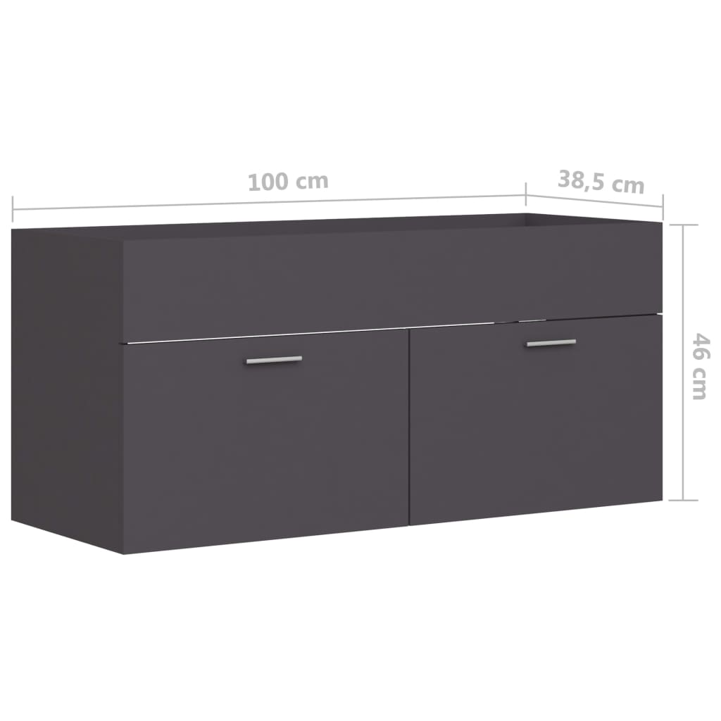 Dulap de chiuvetă, gri, 100x38,5x46 cm, PAL - Lando