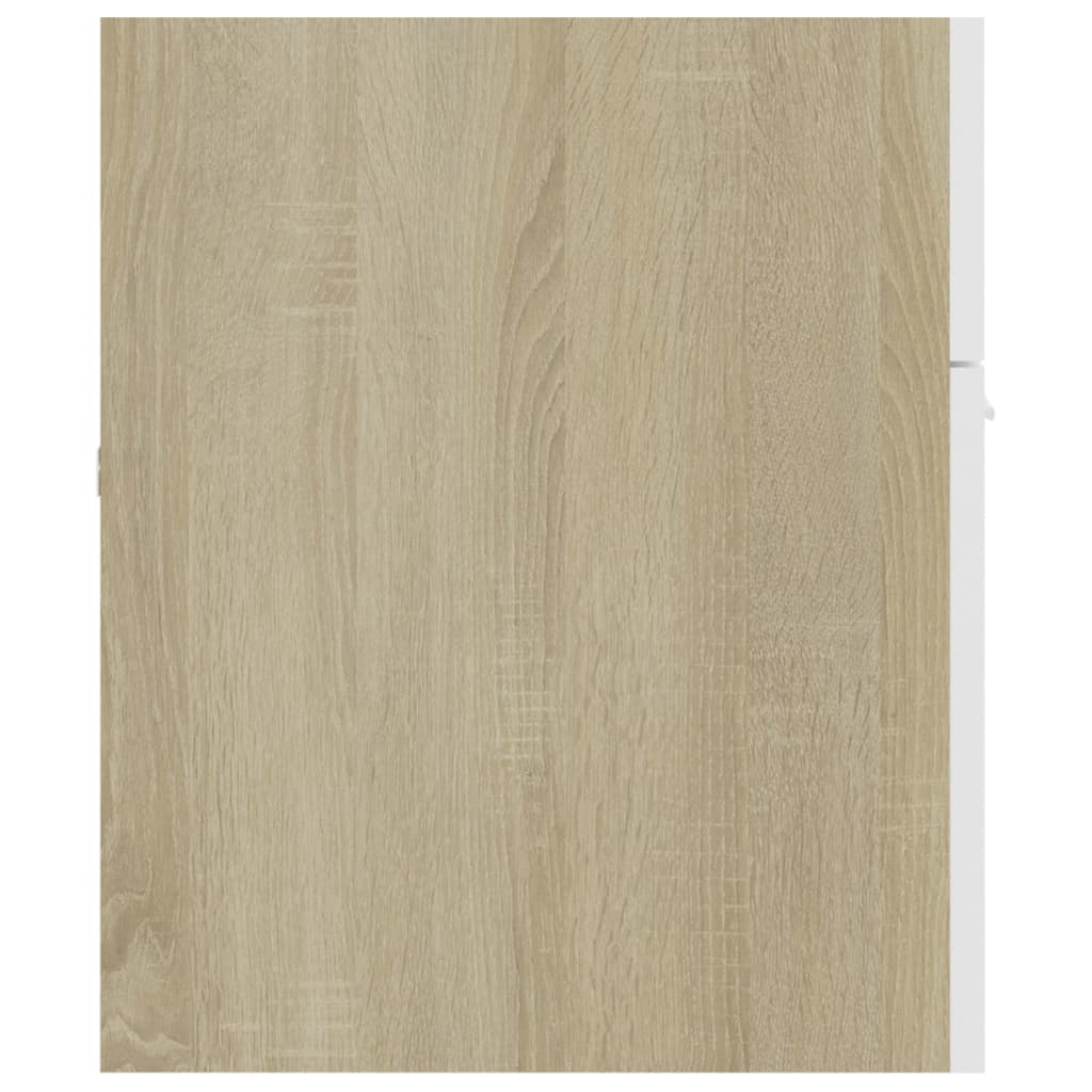 Dulap de chiuvetă, alb și stejar Sonoma, 100x38,5x46 cm, PAL - Lando