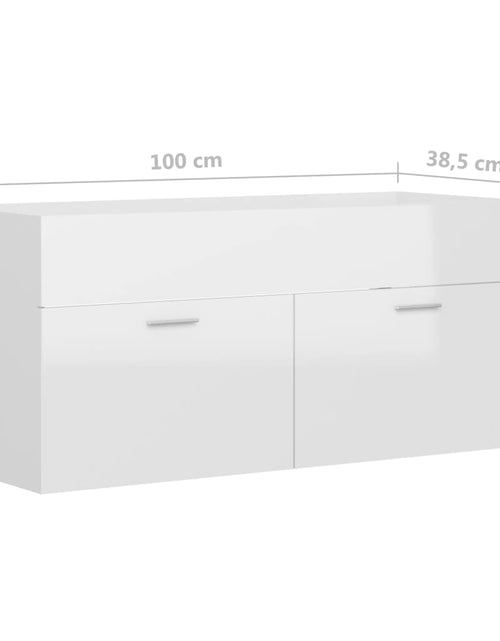 Загрузите изображение в средство просмотра галереи, Dulap de chiuvetă, alb extralucios, 100x38,5x46 cm, PAL - Lando
