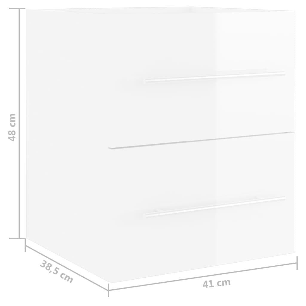 Dulap de chiuvetă, alb extralucios, 41x38,5x48 cm, PAL - Lando