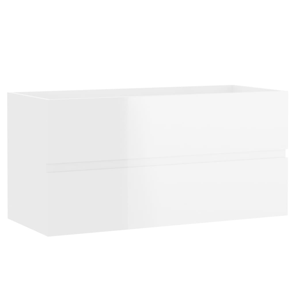 Dulap de chiuvetă, alb extralucios, 90x38,5x45 cm, PAL - Lando