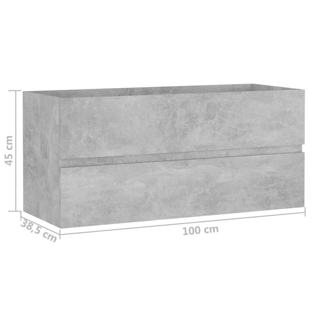 Dulap de chiuvetă, gri beton, 100x38,5x45 cm, PAL - Lando