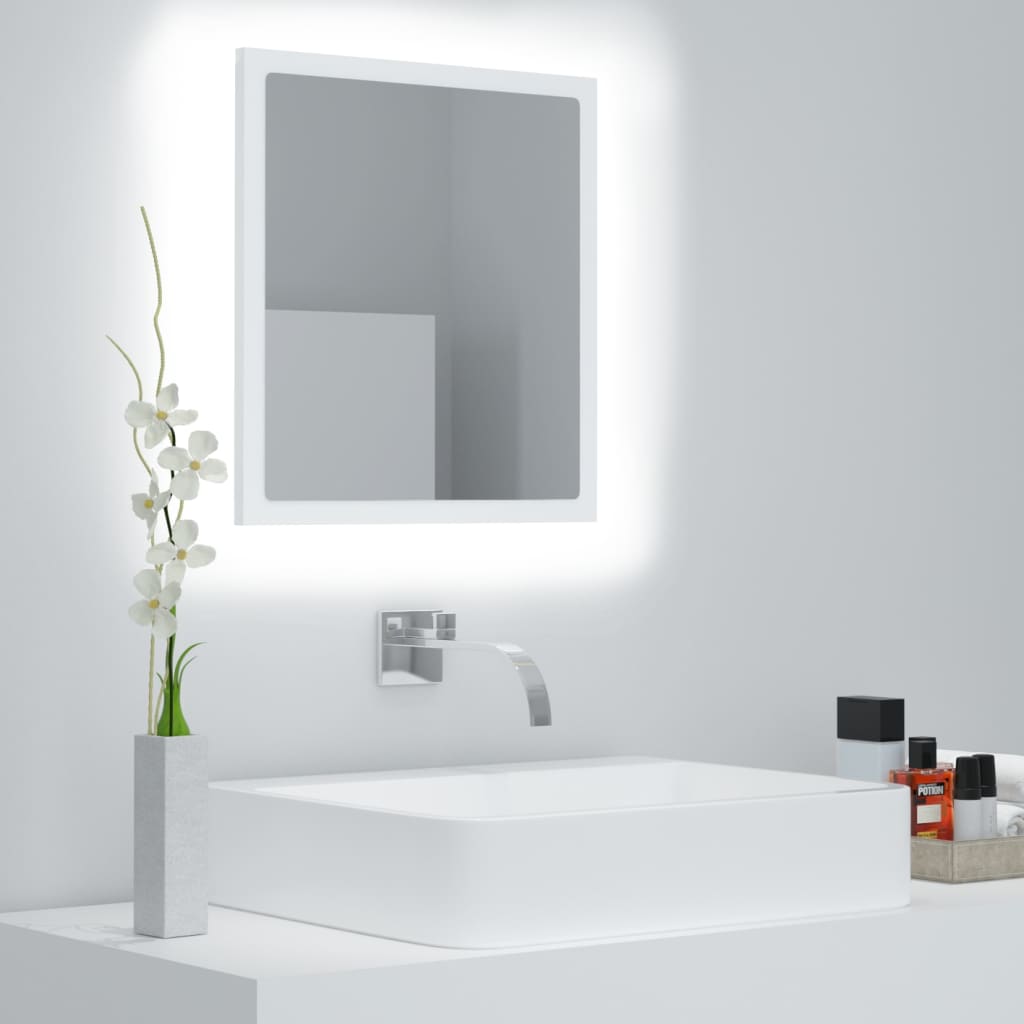 Oglindă de baie cu LED, alb, 40x8,5x37 cm, acril Lando - Lando