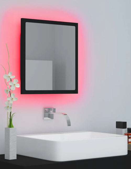 Încărcați imaginea în vizualizatorul Galerie, Oglindă de baie cu LED, negru, 40x8,5x37 cm, acril Lando - Lando
