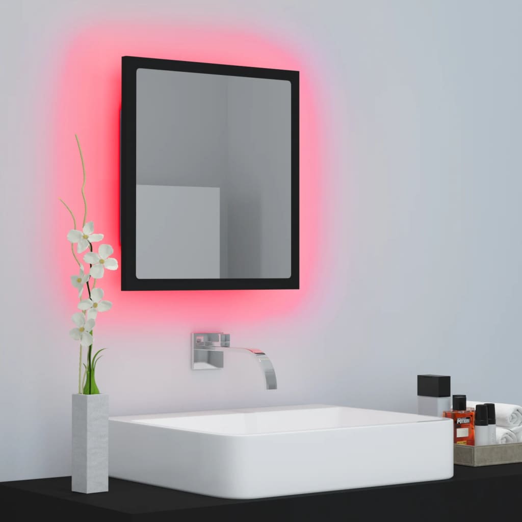 Oglindă de baie cu LED, negru, 40x8,5x37 cm, acril Lando - Lando