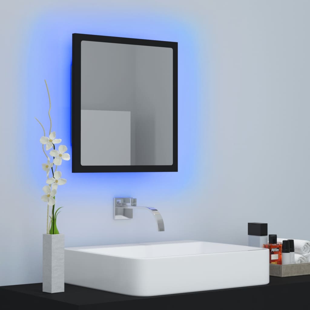 Oglindă de baie cu LED, negru, 40x8,5x37 cm, acril Lando - Lando