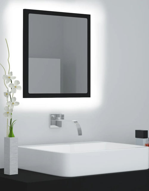 Încărcați imaginea în vizualizatorul Galerie, Oglindă de baie cu LED, negru, 40x8,5x37 cm, acril Lando - Lando
