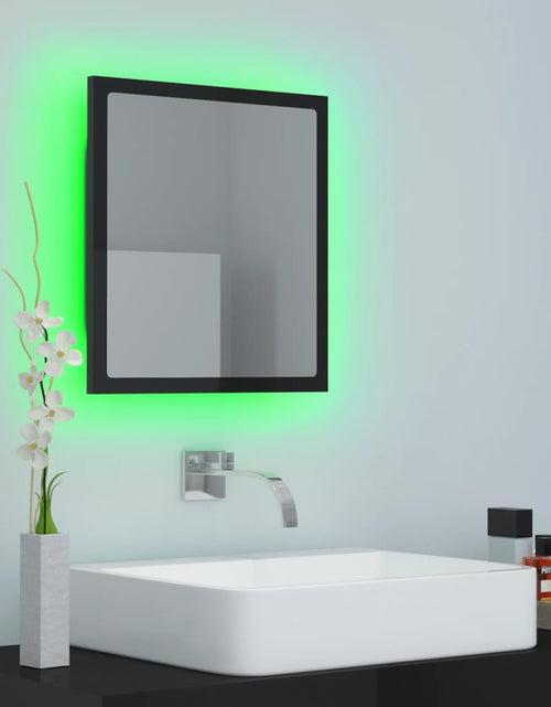 Încărcați imaginea în vizualizatorul Galerie, Oglindă de baie cu LED, negru extralucios, 40x8,5x37 cm, acril Lando - Lando
