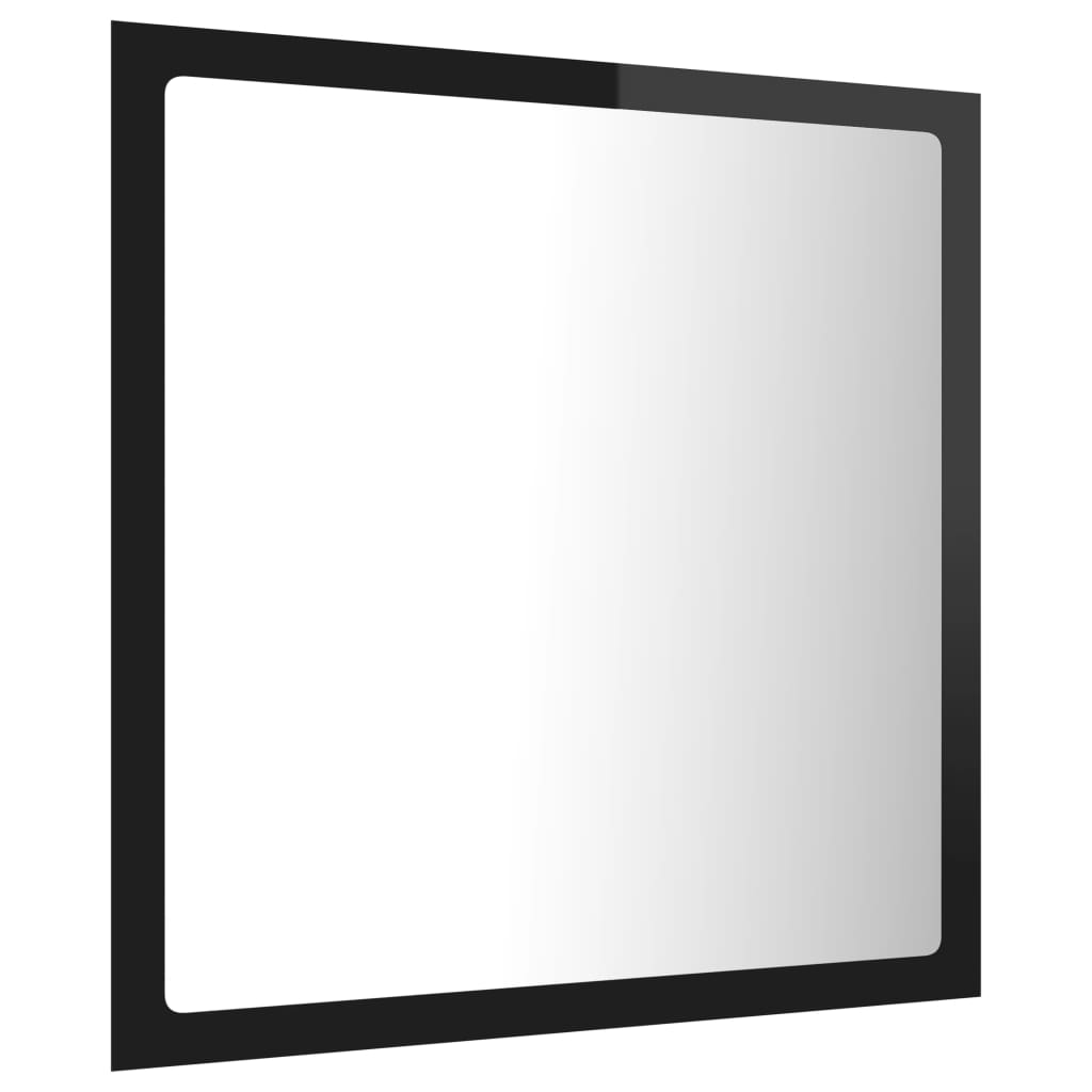 Oglindă de baie cu LED, negru extralucios, 40x8,5x37 cm, acril Lando - Lando